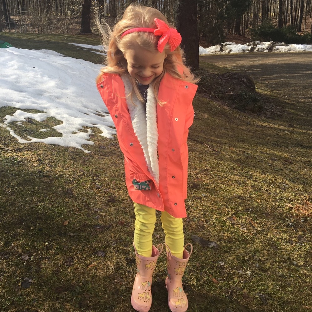 Girls Solid Rain Coat Coral Cat & Jack